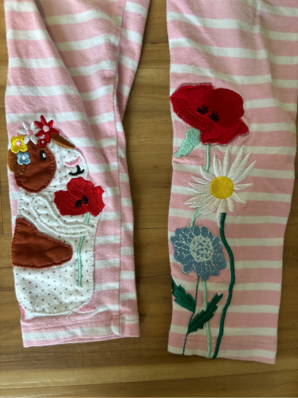 Kids Mint and Pink Floral Appliqué Hamster Matching Set 4T  mini boden style - Picture 2 of 3